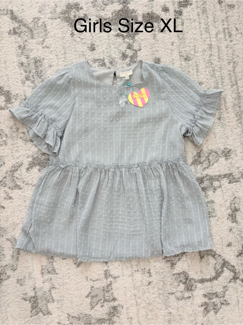 NWT Girls Hayden Ruffled Swiss Dot Top - Size XL